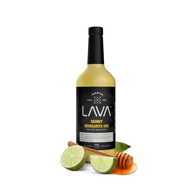 (3 Pack) Premium Skinny Margarita Mix by LAVA Craft Cocktail Co., Low Calorie Margarita Mix Made with Key Lime Juice, Agave, No Artificial Sweeteners, Lots of Flavor, Ready to Use, 1-Liter (33.8oz)-Velvo Beauty