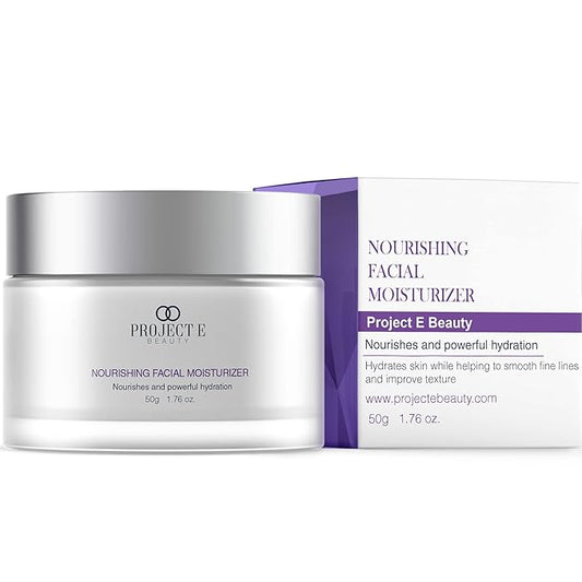 Project E Beauty Nourishing Facial Moisturizer Anti-Aging Skincare| Daily Hydration | For Face And Neck | Smooths & Softens Skin | Reduces Wrinkles & Fine Lines | For Day & Night Use | 50g-Velvo Beauty