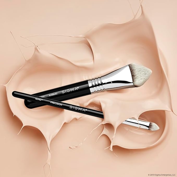 Sigma Beauty 4DHD Kabuki Brush – Pyramid-Shaped Kabuki Makeup Brush for Blending Concealer and Powder on Spots, Scars, Crevices and Under Eye - Offers Precise Application & Detailed Coverage-Velvo Beauty