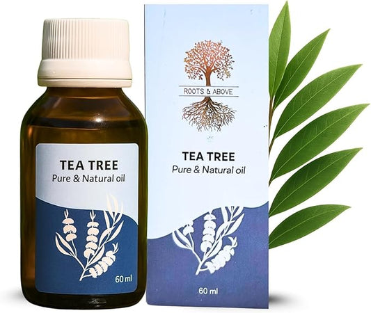 Roots & Above Tea Tree Essential Oil 2.02 Oz/60ml Pure Natural Oils for Skin, Face, Hair, Diffusers, Massage, Soap & Candle Making Scent-Velvo Beauty
