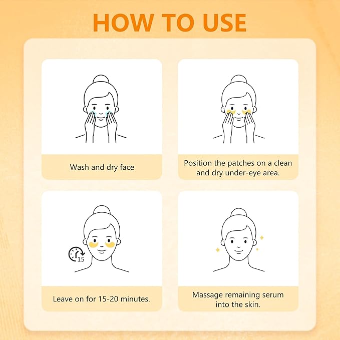 Under Eye Patches with Vitamin C & Caffeine 30 Pairs for Dark Circles, Fine Lines and Puffiness, with Niacinamide Hydra-Gel Collagen, Skin Care for Men & Women-Velvo Beauty