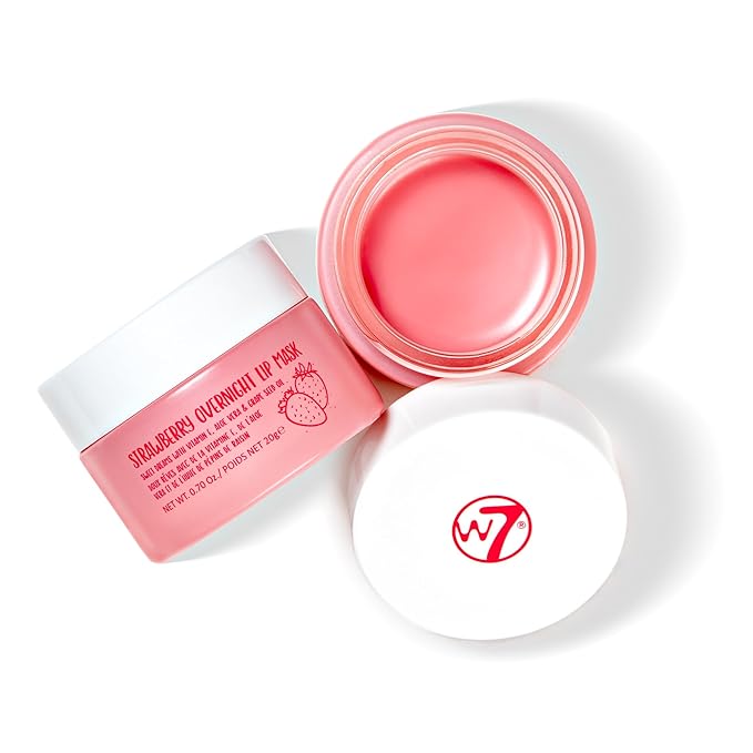 W7 Super Sweet Dreams Strawberry Lip Mask - Vitamin E, Aloe Vera and Grape Seed Oil - For Hydrated, Full Looking & Irresistible Lips - 0.67 Fl Oz-Velvo Beauty