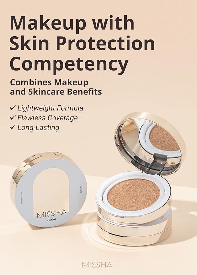 MISSHA Glow Cushion No.25 Warm Beige for Natural Skin Radiant & Moisturizing Skin with Buildable Coverage-Velvo Beauty