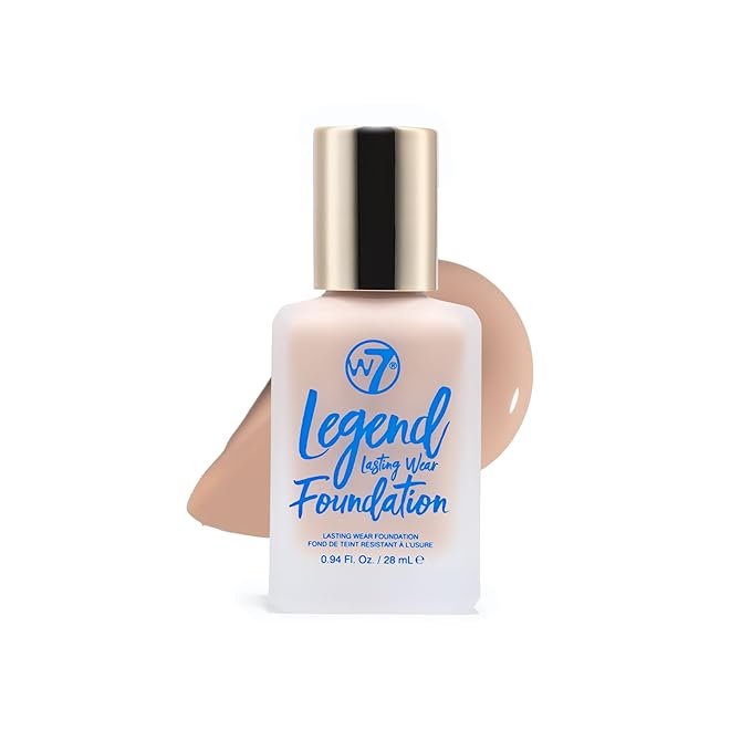 W7 Legend Foundation - Creamy Liquid Foundation for Poreless, Semi-Matte Medium Coverage - 28ml (Natural Beige)-Velvo Beauty