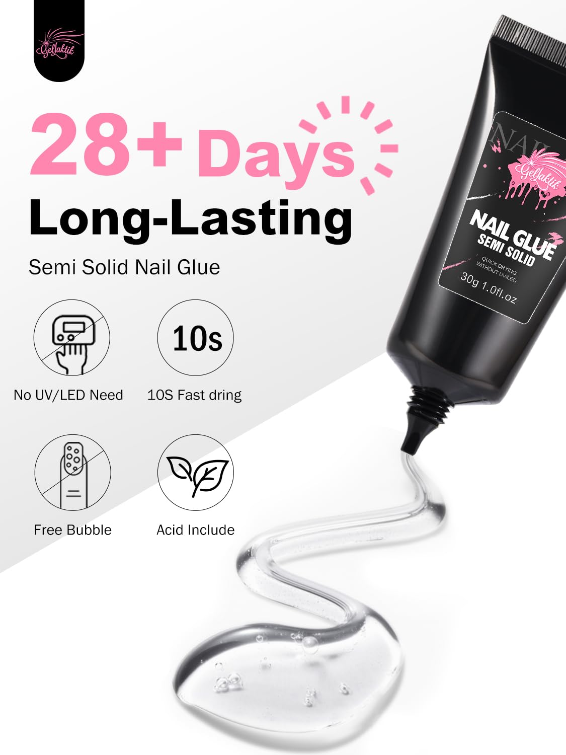 30ML Strong Nail Glue for Press On Nail Tips, Glue Gel for False Nails Fake Acrylic Nail, Upgraded Quick Drying, No Lamp Needed, Long Lasting-Velvo Beauty