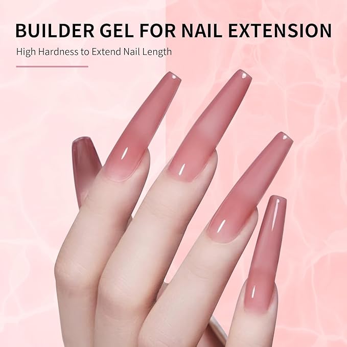 JODSONE 4 Bottles of 10 ML Capacity Builder Gel Nail Set Building Nail for Nail Apex and Extension Strengthener Hard Need to Cured By Nail Lamp-Velvo Beauty