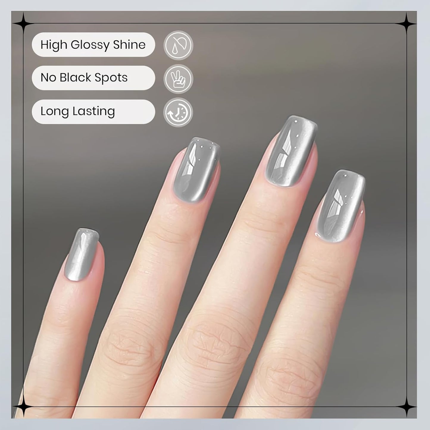 Moonlight Cat Eye Gel Nail Polish 10ml Silk Magnetic Nail Polish Glass Cateye Gel Polish with Magnetic Stick Soak Off UV LED Nail Lamp Nail Art Manicure Salon Home DIY 001, Gray-Velvo Beauty