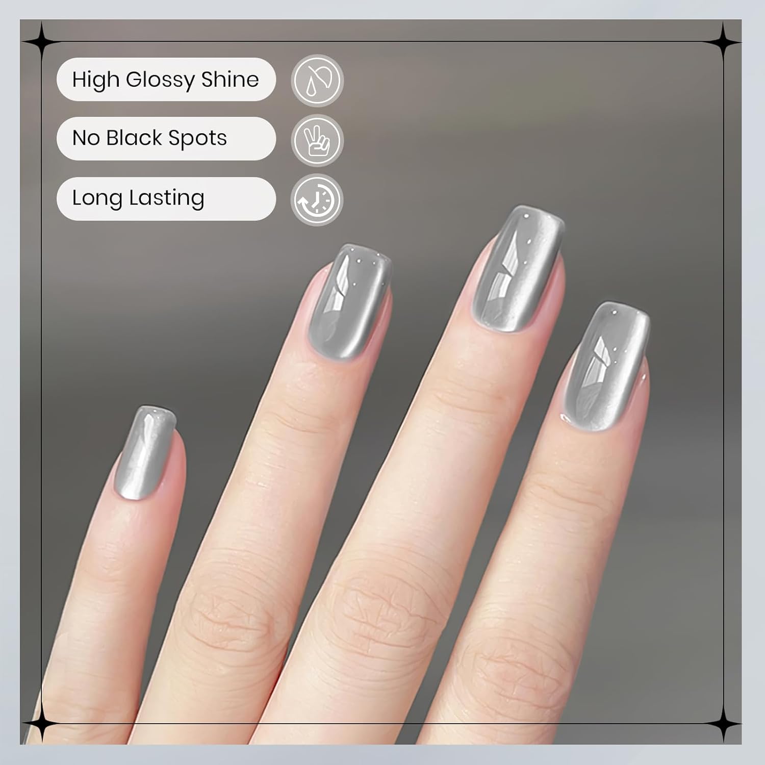 Moonlight Cat Eye Gel Nail Polish 10ml Silk Magnetic Nail Polish Glass Cateye Gel Polish with Magnetic Stick Soak Off UV LED Nail Lamp Nail Art Manicure Salon Home DIY 001, Gray-Velvo Beauty