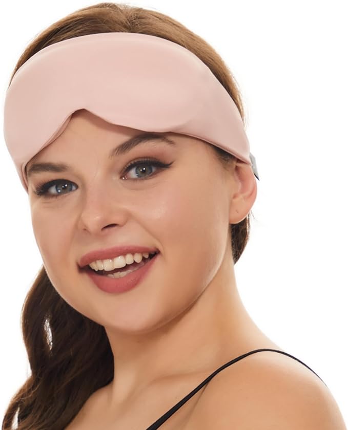 ALASKA BEAR Sleep Mask for Side Sleepers Patented Design, Cup-Shaped and Extra-Soft, 100 Blackout Eye Mask Shades Cover for Men and Women Home or Travel, Machine Washable, Pink-Velvo Beauty