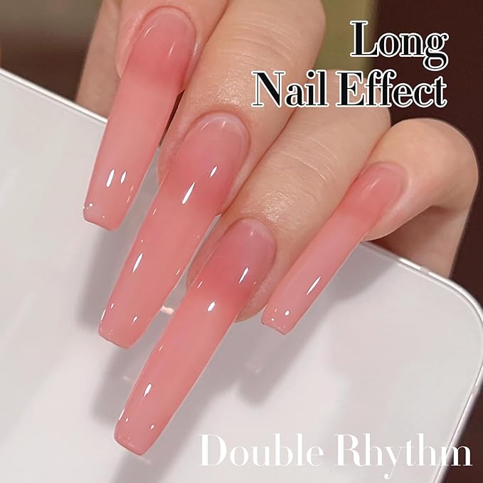 Double Rhythm 0.5Oz Translucent Gel Polish Sheer Neutral Natural Light Milky Same Color Same Bottle 15ML Jelly Gel Polish Art DIY at Home (Pink Rose-A1382)-Velvo Beauty