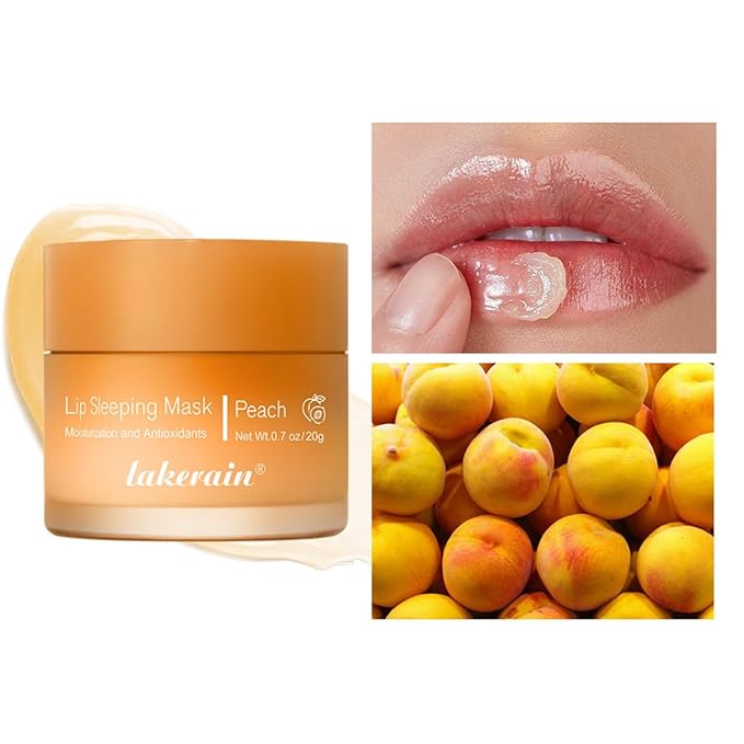 Hydrating Lip Sleeping Mask, Long Lasting Hydrating Night Lip Balms for Intensive Moisturizing and Care, Prevention Dry and Crack (PEACH) 0.7 OZ-Velvo Beauty