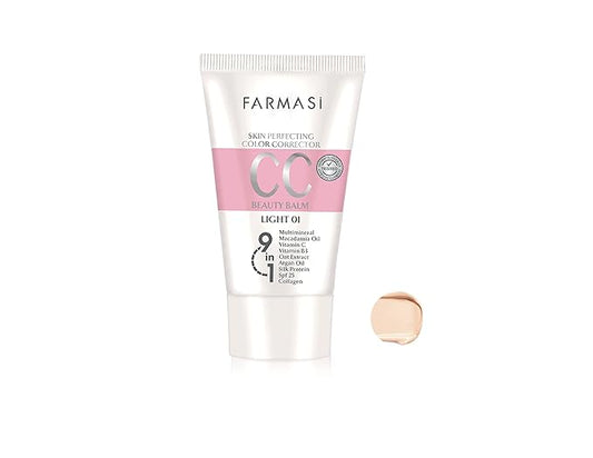 FARMASi CC Color Control Cream, Natural and Flawless Finish, Enriched Formula with Multimineral & Spf 25+, All-Day Hold, All Skin Types, 1.7 fl. oz, Light-Velvo Beauty