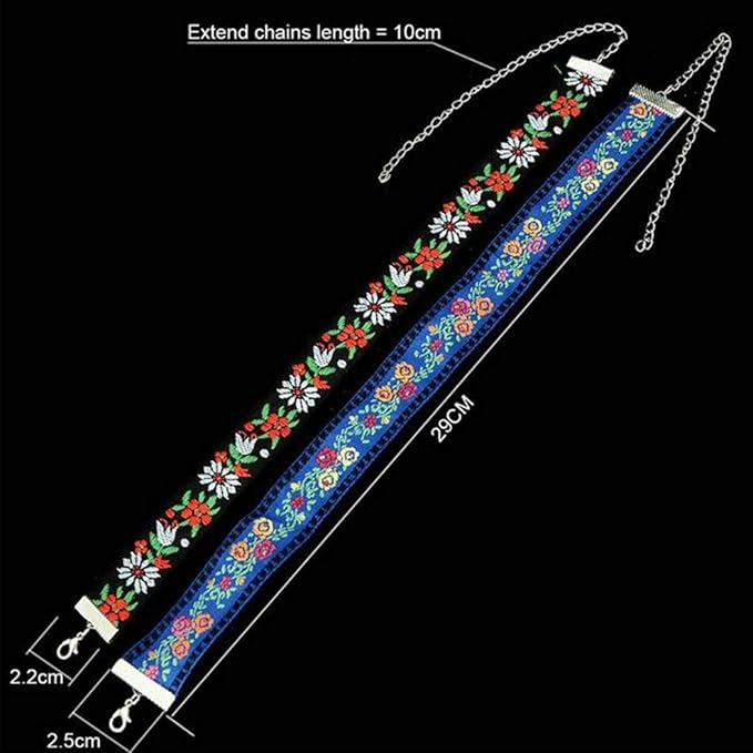 Boho Necklace Flower Choker Necklace Leaves Chain Necklace Jewelry for Women and Girls (Blue)-Velvo Beauty