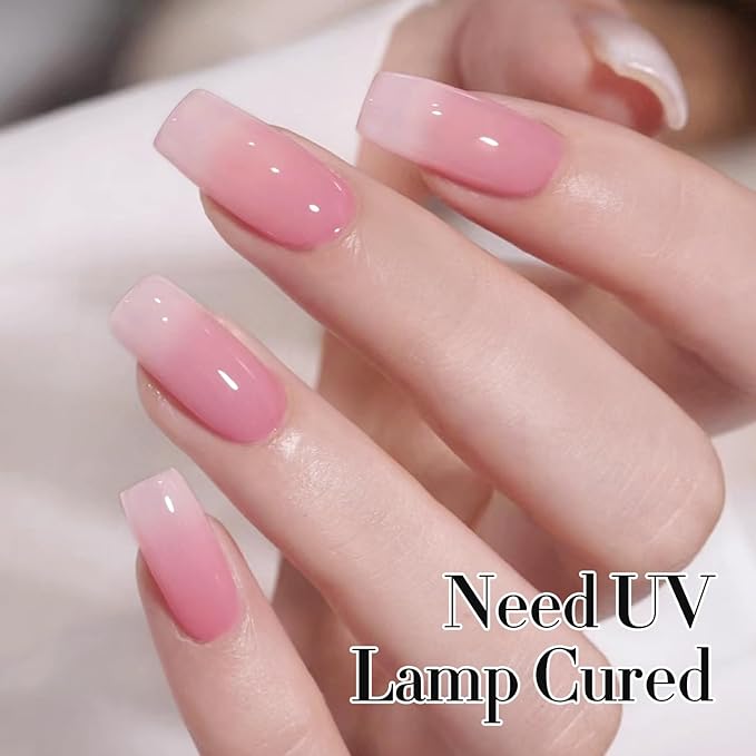 Double Rhythm Gel Polish Translucent Sheer Neutral Natural Light Milky Same Color Same Bottle 15ML Jelly Polish Art DIY at Home (Sheer Pink-A1386)-Velvo Beauty