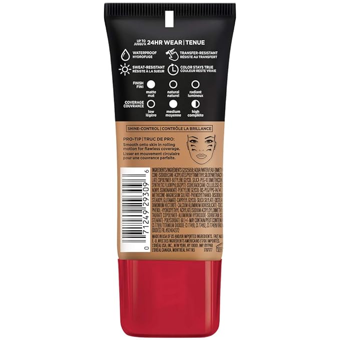 L'Oreal Paris Cosmetics Makeup Infallible Pro-Matte Liquid Longwear Foundation, Créme Café, 1 fl oz.-Velvo Beauty