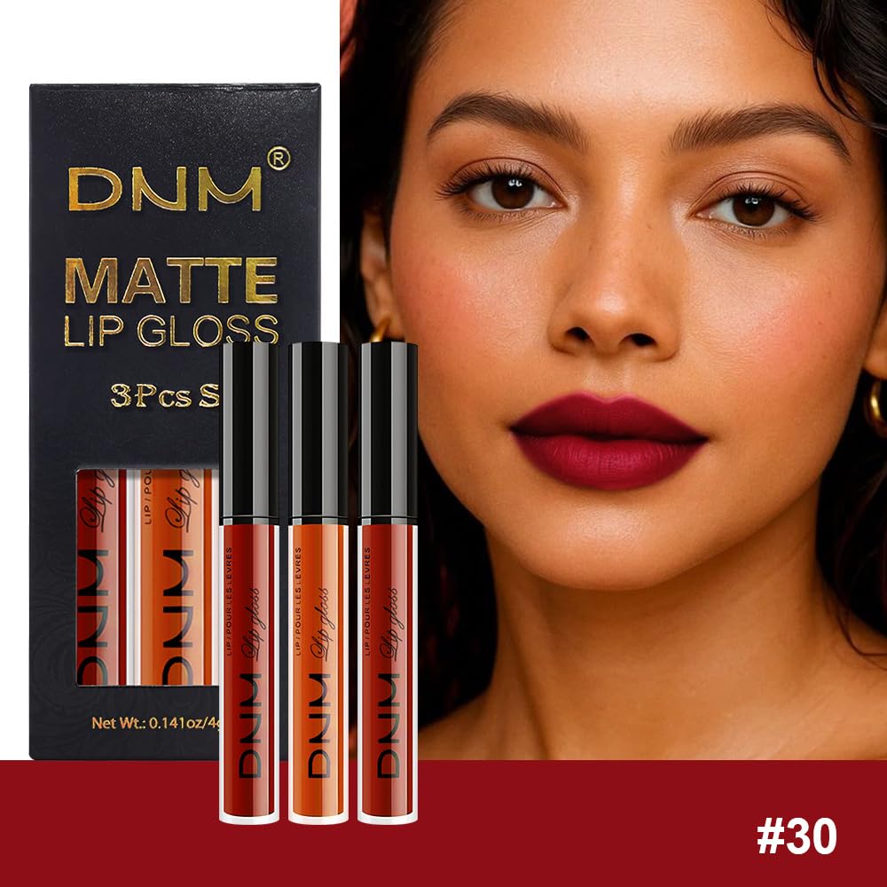 evpct 3Pcs Dark Orange Ruby Red Matte Liquid Lipstick Lip Stain Sets for Women, Matte Lipstick Long Lasting Waterproof Permanent 24 Hours original, Magic Lip Sticks Pack for Halloween Daily Makeup-Velvo Beauty