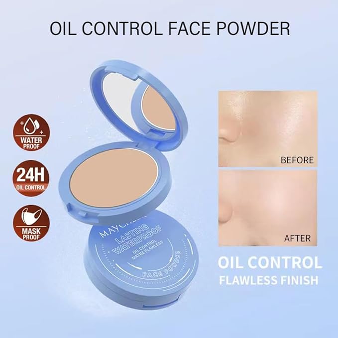 Oil Control Face Pressed Powder,Matte Smooth Setting Powder Makeup,Waterproof Long-Lasting Makeup Setting Powder,Oil Control Flawless Finish,Lightweight,Residue-Free (01 CALASSIC IVORY)-Velvo Beauty