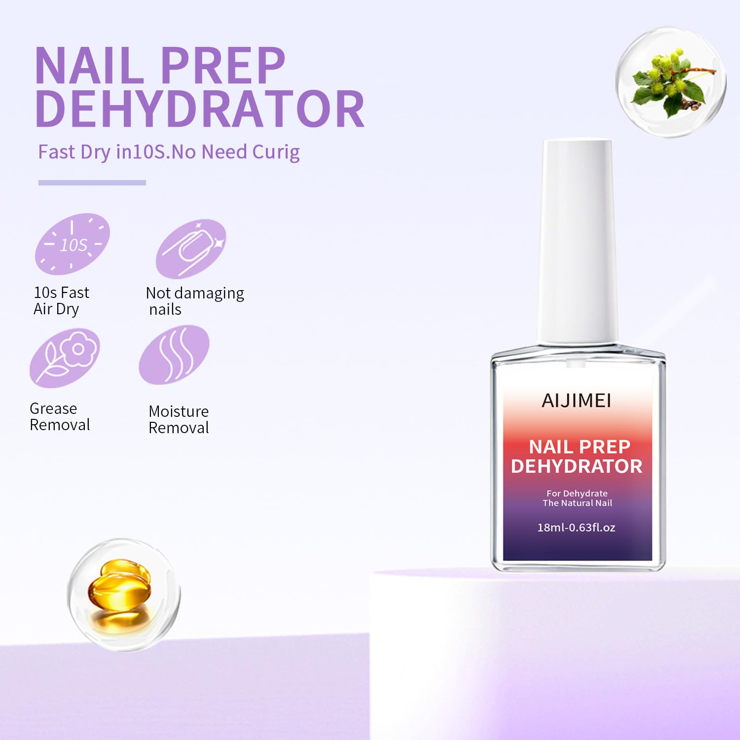 AIJIMEI 18ml Nail Prep Dehydrator And Nail Primer X-Strength Set For Acrylic Nail Products Nail Primer And Dehydrator Nail Bonding Nails（18ml/0.63fl.oz）-Velvo Beauty