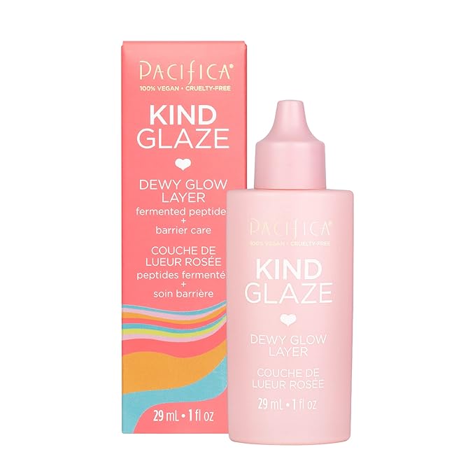 Pacifica Beauty Kind Glaze Dewy Glow Layer, Skincare, Vegan Collagen, Squalane, Hydrating, Lightweight Face Foundation, Primer, Highlighter, Finishing Touch Flawless, All Skin Tones, 1 fl oz (1 Count)-Velvo Beauty