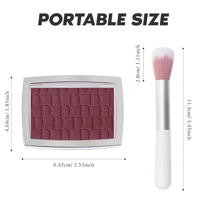 Berry Blush Powder Blush for Cheeks with Brush, Matte Blush Palette Blush Powder Face Blusher, Natural Blendable Formula Silky Lightweight Makeup Blush Rubores de Maquillaje, 006#-Velvo Beauty