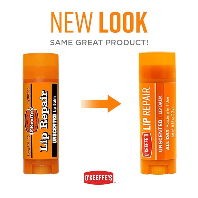 O'Keeffe's Unscented Lip Repair Lip Balm for Dry, Cracked Lips, Stick, (Pack of 7)-Velvo Beauty