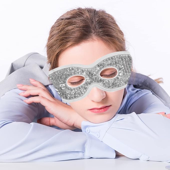 Jakuva 2PCS Cooling Eye Mask Sleeping Mask, Ice Eye Pads & Cold Eye Packs & Heat Cold Compress Pack Eye Spa Pad for Puffy Eyes,Puffiness,Headache,Stress Relief (Gray&Black)-Velvo Beauty