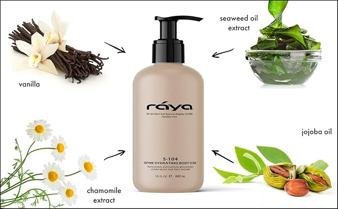 RAYA Enzyme Hydrating Body Scrub 16 oz Orange Vanilla Scent (S-104) | Gentle and Exfoliating Body Scrub | Made with Seaweed, Jojoba Beads, and Fruit Enzymes-Velvo Beauty