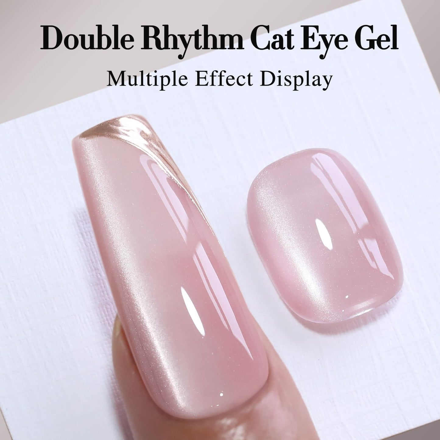 Double Rhythm Jelly Glass Cat Eye Gel Polish with Magnet 15ML Holographic Glitter Shimmer Translucent Sheer Color Magnetic Nail Polish Salon DIY at Home (Jelly Pink Nude-MC1104)-Velvo Beauty