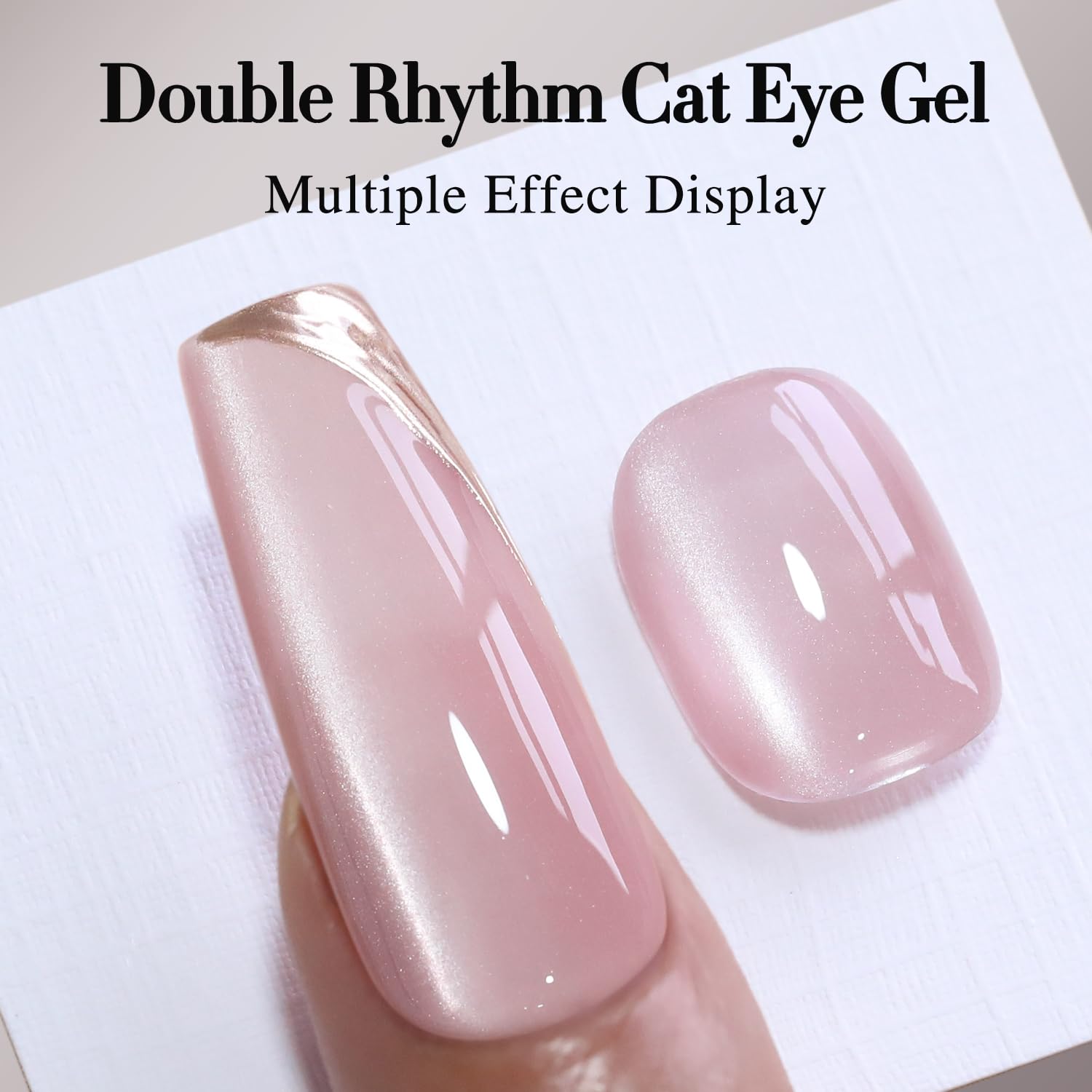 Double Rhythm Jelly Glass Cat Eye Gel Polish with Magnet 15ML Holographic Glitter Shimmer Translucent Sheer Color Magnetic Nail Polish Salon DIY at Home (Jelly Pink Nude-MC1104)-Velvo Beauty