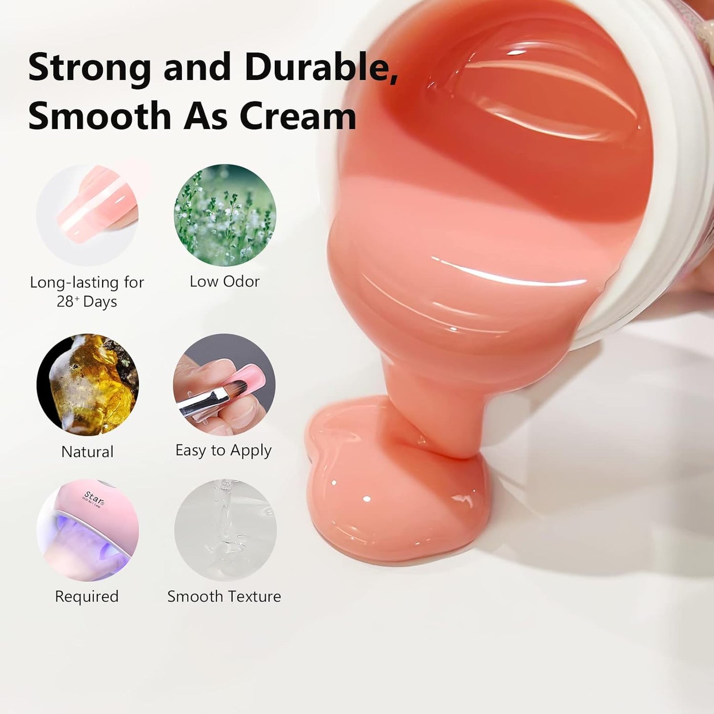 X&D Gel Nail Polish Kit UV Polygel Quick Dry 56g Natural Clear Color Nail Extension with Nail Form, Acrylic Nail Sable Brush with Cap Set(Pink)-Velvo Beauty