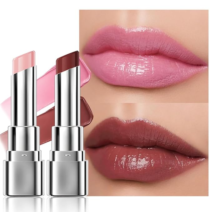 2Pcs Tinted Lip Balm Moisturizing Lipstick – Deep Rose Colored Bean paste & Soft Pale Pink Sheer Hydrating Lip Color for Dry Lips – Nourishing Lip Balm for All Women with a Subtle Natural Scent-Velvo Beauty