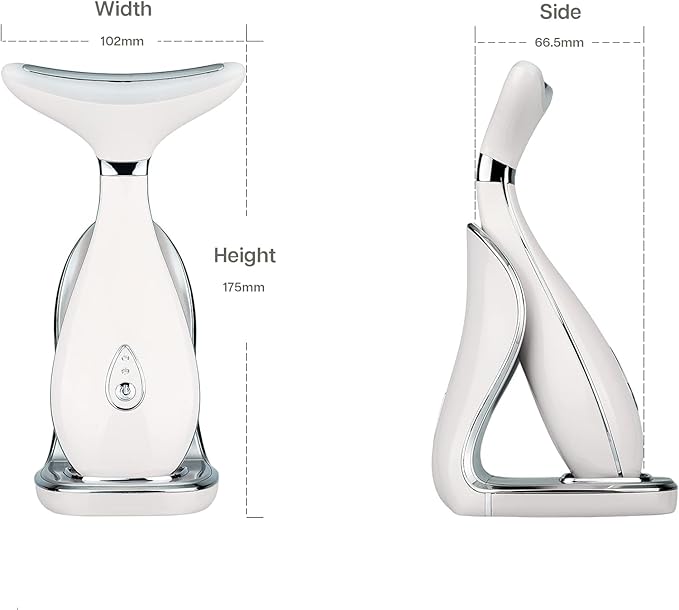 Lily Neck Face Massager, Face Sculpting Tool, Skin Rejuvenation Device with Thermal, Triple Action LED and Vibration, for Anti-Aging, Lifting and Tightening Sagging Skin (Pearl White)-Velvo Beauty