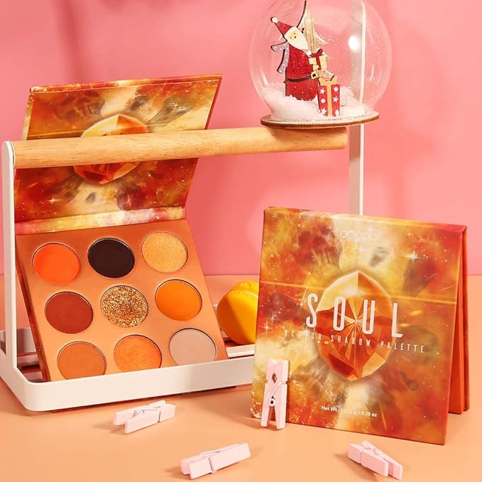 docolor Eyeshadow Palette 9Colors Orange Eyeshadow Gemstone Shadow Palettes Highly Pigmented Mattes Shimmers Smokey Glitter Cream Colorful Powder Blendable Long Lasting Waterproof Makeup Palette-Velvo Beauty