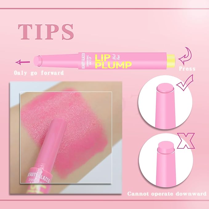 Lip Gloss Stick, Moisturizing Jelly Solid Lip Plump Oil Slick Click,Non Sticky Tinted Press Lipstick Pen, Lightweight Buildable Balm Liner Professional Makeup, High Shine Longlasting Glow-Pink-Velvo Beauty