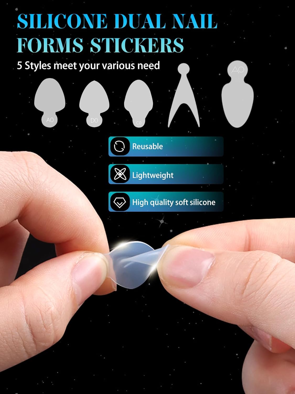 Dual Forms for Poly Gel Extension, 6 Colors Nail Form, 6 Styles Nail Forms for French Nails, 72PCS Duet System Dual Forms Sticker Silicone Pads for French Manicure Extension-12 Sizes, 144PCS-Velvo Beauty