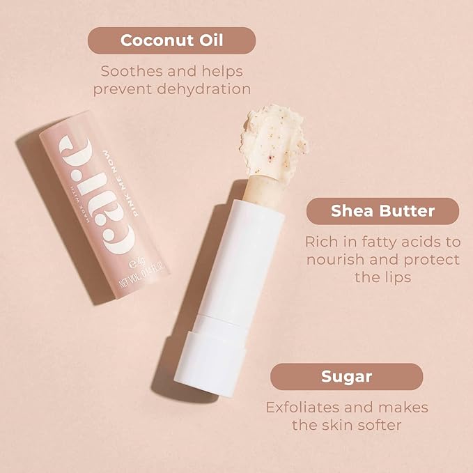 PINK ME NOW, Exfoliating Rosy Lip Balm, Daily Natural Lip Balm with 3-in-1 Action, (4g)-Velvo Beauty