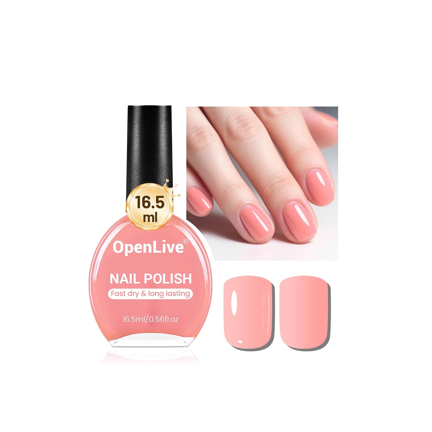16.5ml Soft Pink Nail Polish Large Volume Quick Dry Nail Polish, Long Lasting Shine, Fingernail Toenail Nail Art DIY Home Travel Nail Art Gift-Velvo Beauty