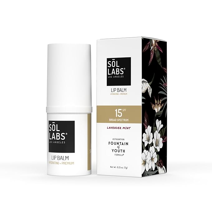 SPF 15 Lip Balm Sunscreen, Shea Butter Intensive Hydration, Revitalizing Antioxidants, Zinc UV Protection, Reduces Lip Lines, Oversized 11g Tube, Rejuvenating Lavender Mint-Velvo Beauty