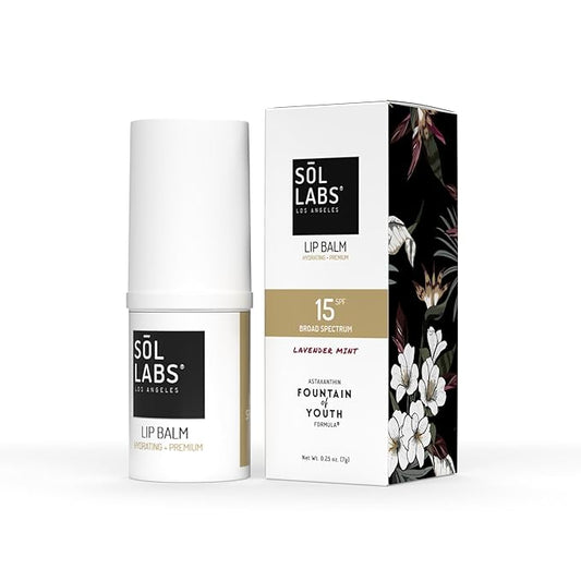 SPF 15 Lip Balm Sunscreen, Shea Butter Intensive Hydration, Revitalizing Antioxidants, Zinc UV Protection, Reduces Lip Lines, Oversized 11g Tube, Rejuvenating Lavender Mint-Velvo Beauty