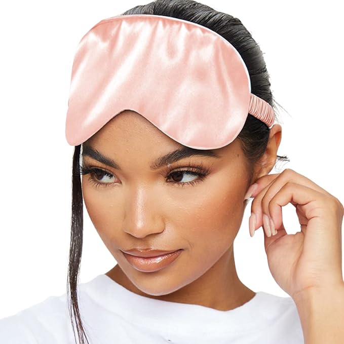 SMUG Satin Sleep Mask & Eye Mask | Travel Sleep Masks for Women & Men | Soft Sleeping Eye Mask to Nourish Skin & Reduce Dark Circles | Eye Sleep Mask Shades to Block Out Light | Pink-Velvo Beauty