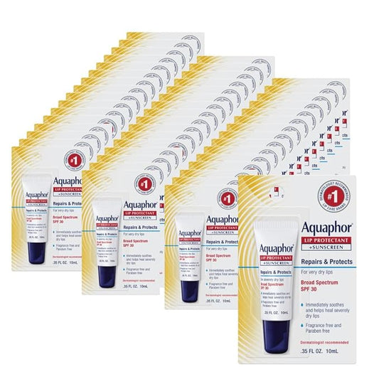 Aquaphor Lip Repair Lip Balm with Sunscreen, Lip Protectant, Lip Balm SPF 30, 0.35 Oz Tube (Pack of 48)-Velvo Beauty