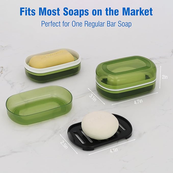 Soap Holder - Portable Travel Soap Case with Draining Layer - Perfect for Bathroom, Gym, Camping, Traveling (Green)-Velvo Beauty