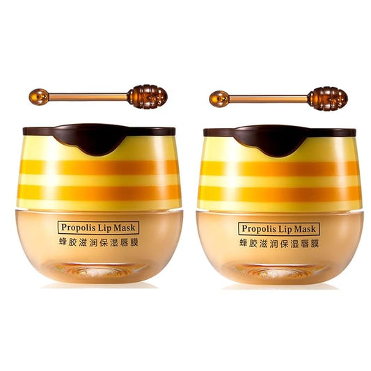 2 PCS Bee Lip Balm Honey Pot,Honey Lip Mask,Honey Propolis Lip Mask Moisturizing Moisture Nourishing Dry & Chapped Lips,Lip Care and Reduces Lip Lines-Velvo Beauty