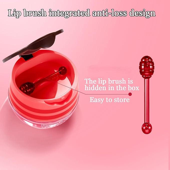 Honey Lip Balm Pot, 4 PCS Honey & Strawberry Lip Sleeping Mask Hydrating Propolis Lip Balm with Stick, Prevention Dry and Cracked Lip Scrubs Reduces Lip Wrink (2 Honey+2 Strawberry)-Velvo Beauty
