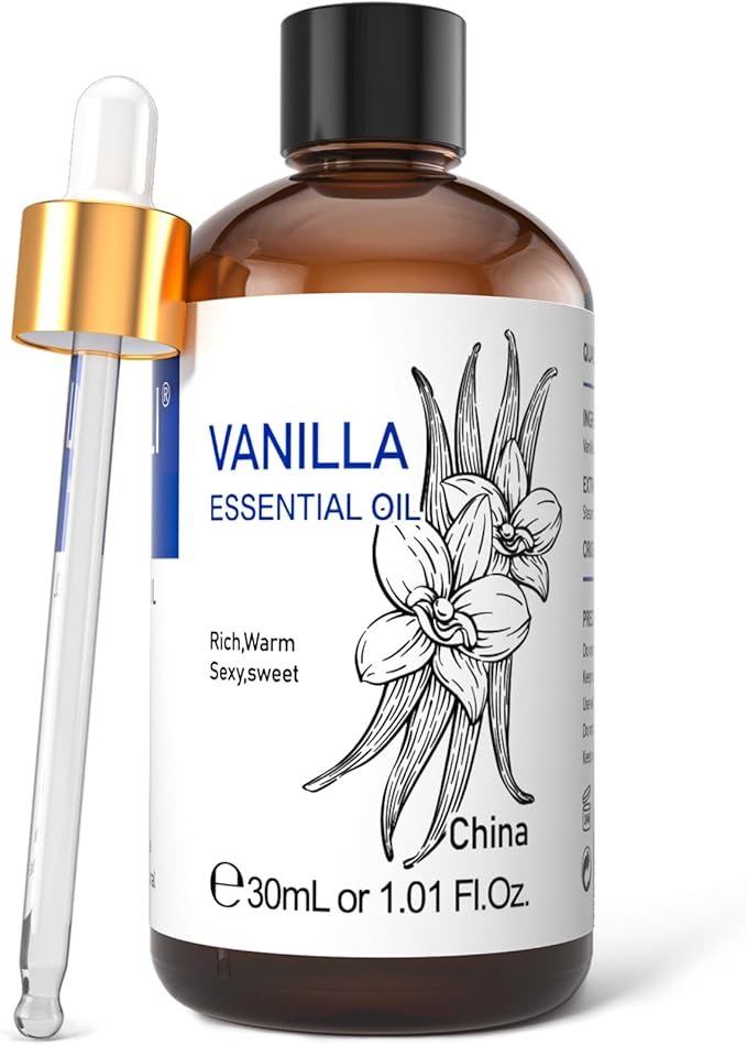 HIQILI 1 Fl Oz Vanilla Essential Oil, Undiluted Natural Strong Fragrance Add in Skin Perfume, Unscented Lotion, Candle Soap Making Scent, Relax at Home with Diffuse Warm Sweet Aroma-Velvo Beauty