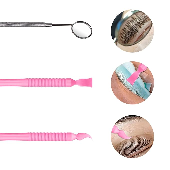 Libeauty Pink Eyelash Lift Tool, Lash Extension Supplies Metal Makeup Mirror, Lash Lifting Applicator Brush Needle for Salon or Home Use-Velvo Beauty