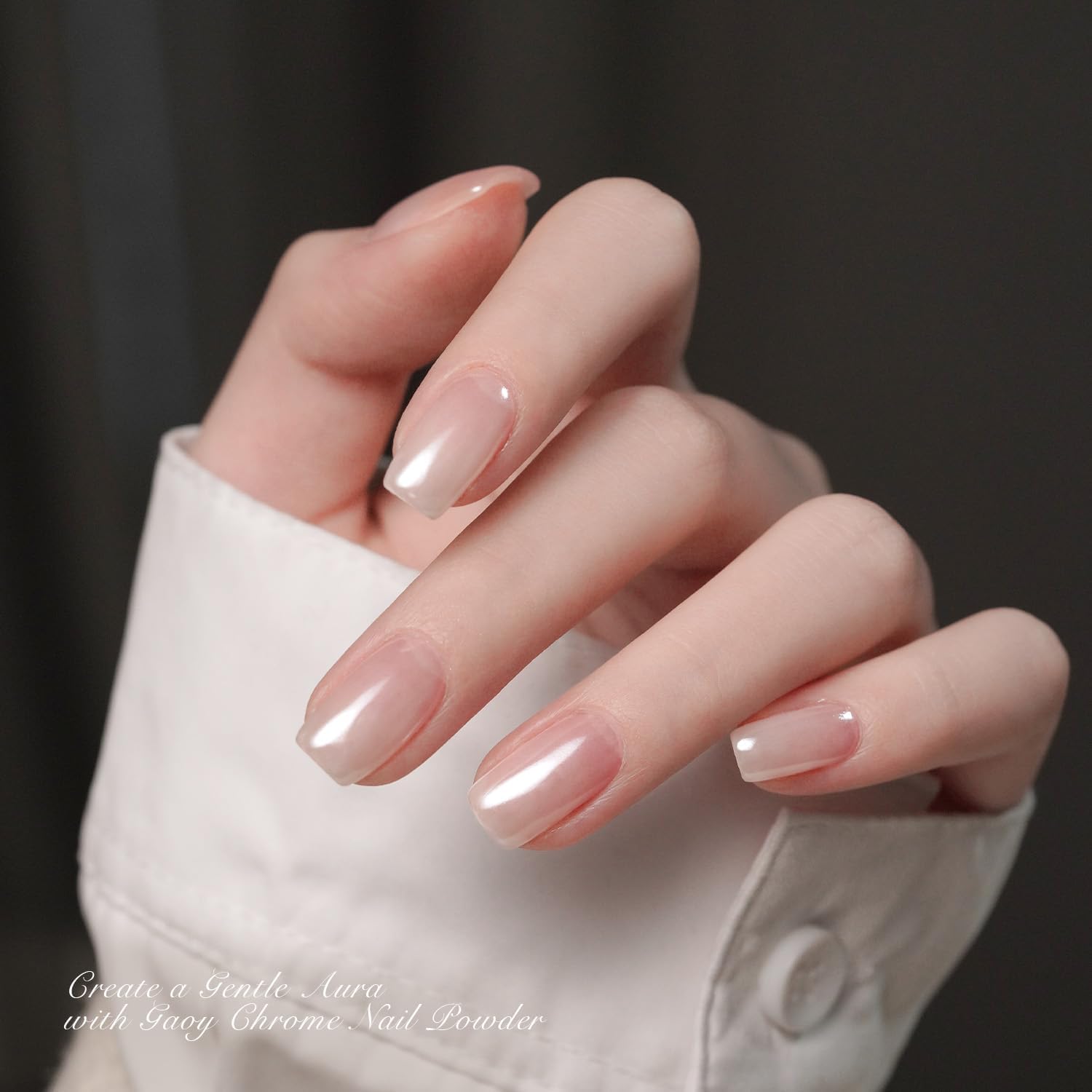 GAOY White Pearl Chrome Nail Powder, Mirror Effect Shimmer Glitter Pigment Mermaid Aurora Nail Art Decorations, Lustrous White-Velvo Beauty