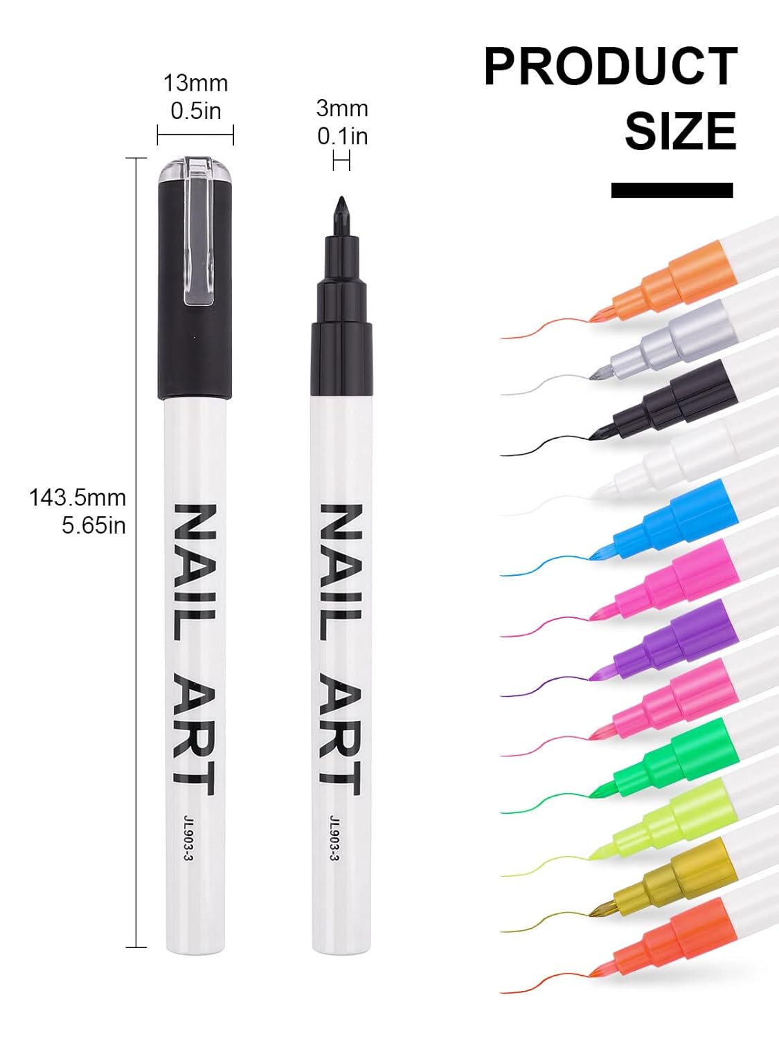 12 Color 3D Nail Art Pens Set, Kalolary Nail Point Graffiti Dotting Pen Drawing Painting Liner Brush for DIY Nail Art Beauty Adorn Manicure Tools-Velvo Beauty