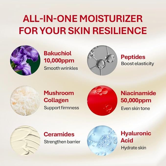 Rothea Resilience Cream, Anti-Aging with Bakuchiol 10,000ppm (Natural Retinol Alternative), Face Moisturizer, Neck Cream with Collagen, Ceramides, Peptides, Niacinamide, Korean Skin Care, 1.7 oz-Velvo Beauty