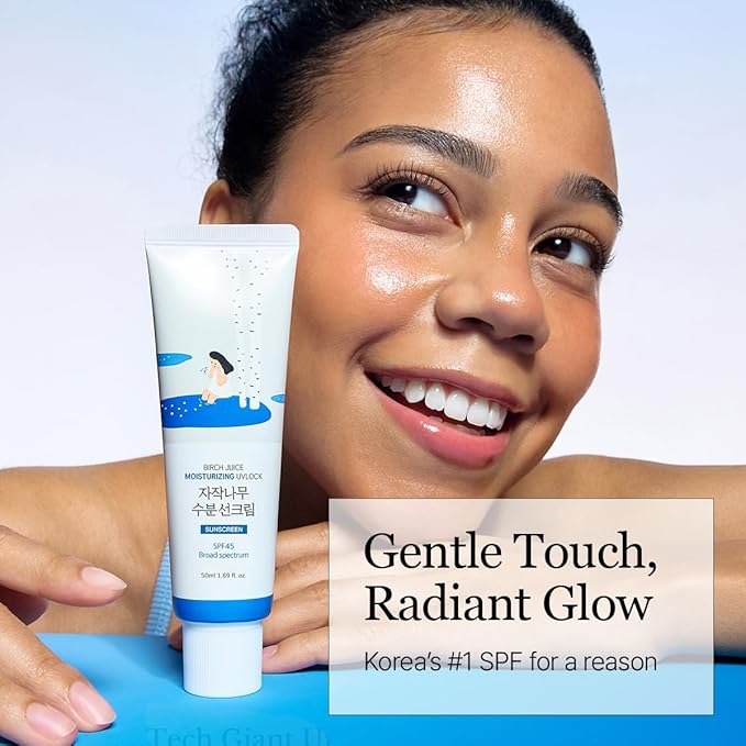 ROUND LAB Birch Juice Moisturizing UV LOCK SPF 45 | NBC No1 SPF, Glow Sunscreen for Daily Skincare, Non-toxic, UV Protection, Lightweight, Oil-Free, Organic, Korean Sunscreen (1.69 Fl Oz)-Velvo Beauty